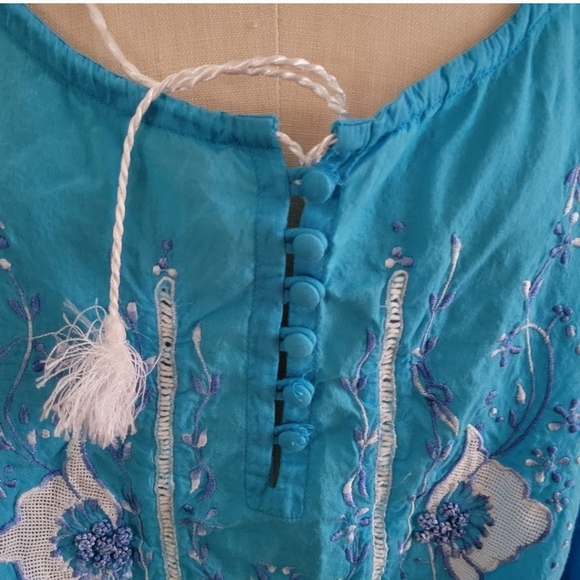 CALYPSO Christiane Celle Blue Boho Dress Size Medium - Picture 3 of 5